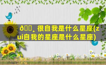 🕸 很自我是什么星座(zui
自我的星座是什么星座)